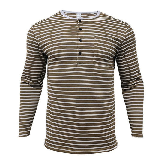 Herren Langarmshirt mit gestreiftem Design und Knopfleiste EB