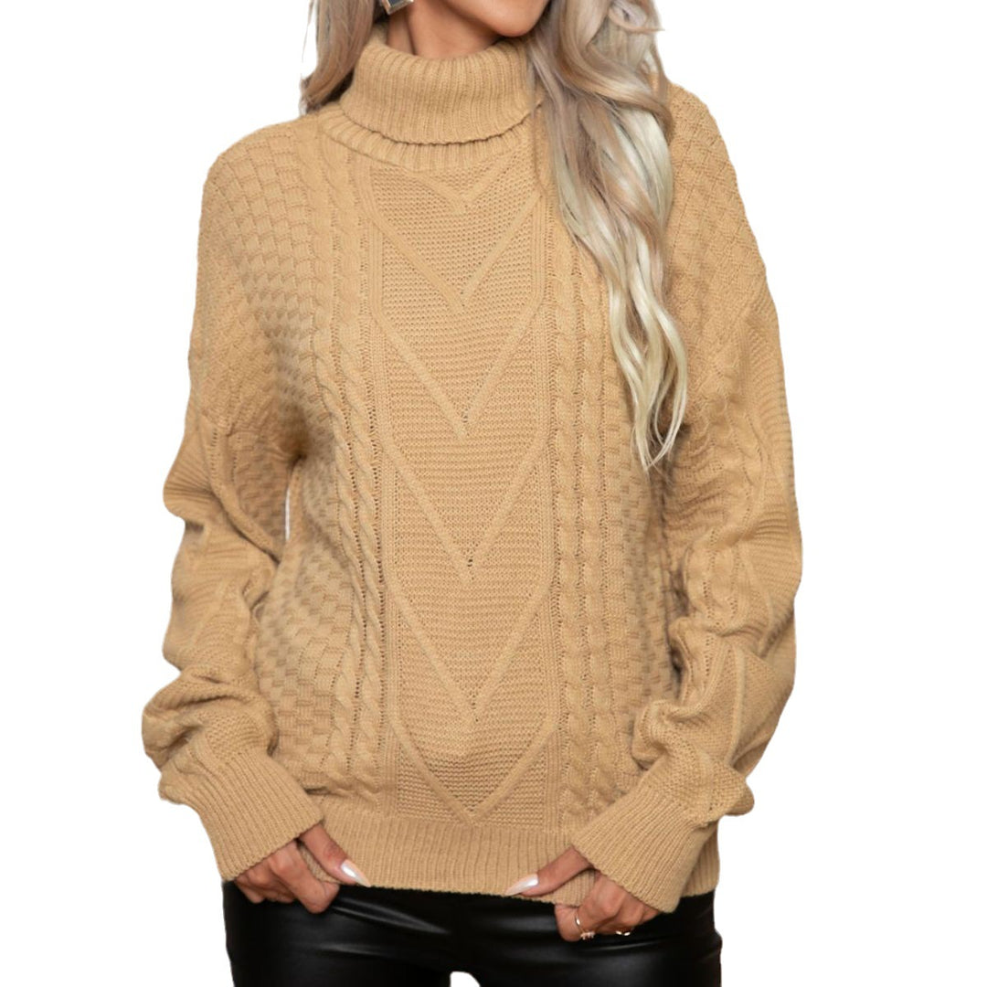 Damen Grobstrickpullover mit hochschließendem Kragen von EB