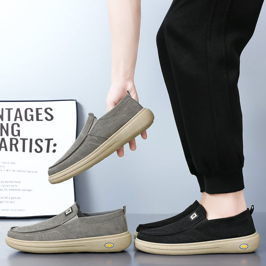 Herren nan lässiger Canvas-Slip-On Freizeitschuh mit Memory-Fußbett und stoßdämpfender Gummisohle EB
