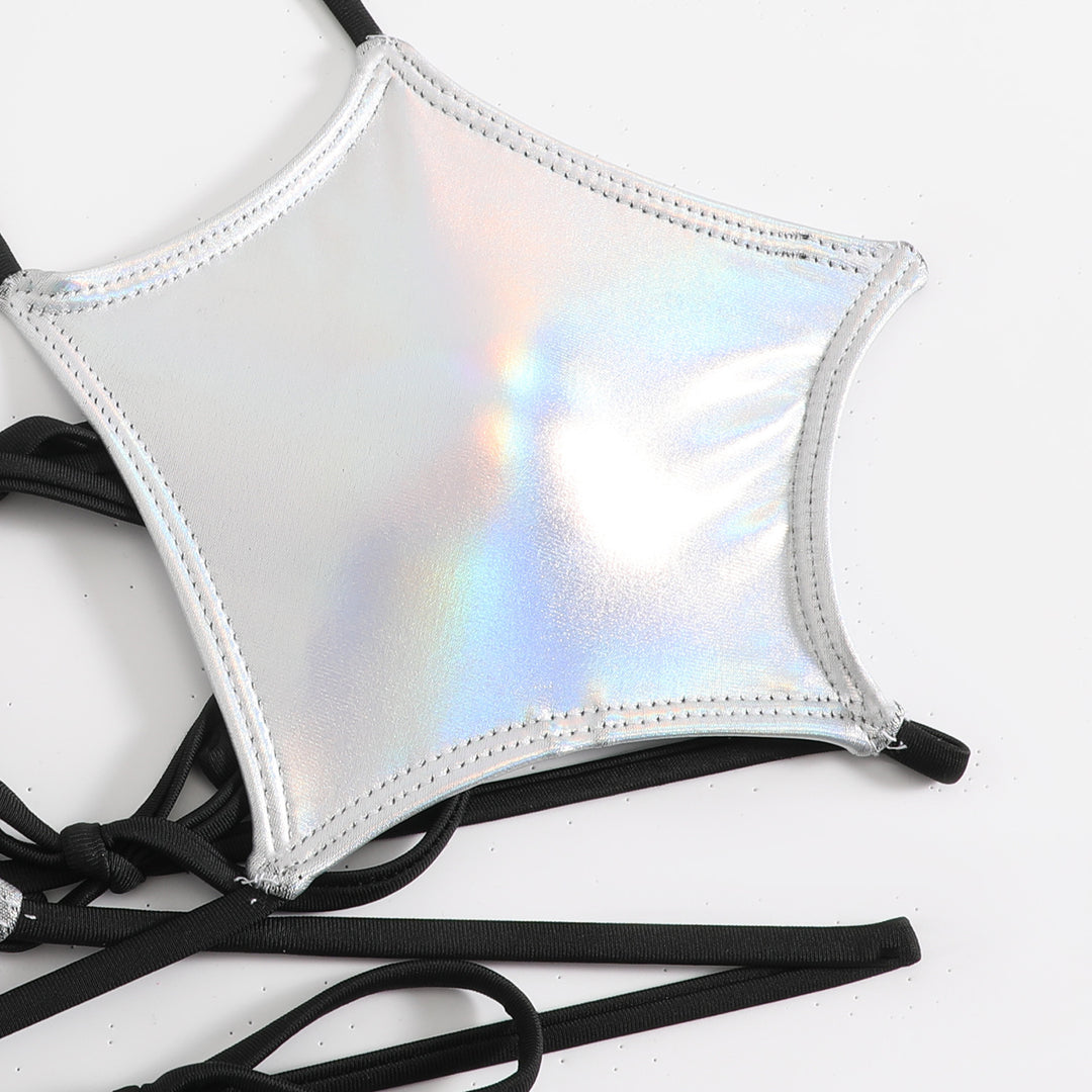 Damen Hochgeschnittener Bikini mit elegantem Schnür-Design EB