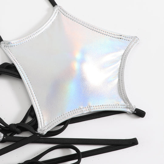 Damen Hochgeschnittener Bikini mit elegantem Schnür-Design EB