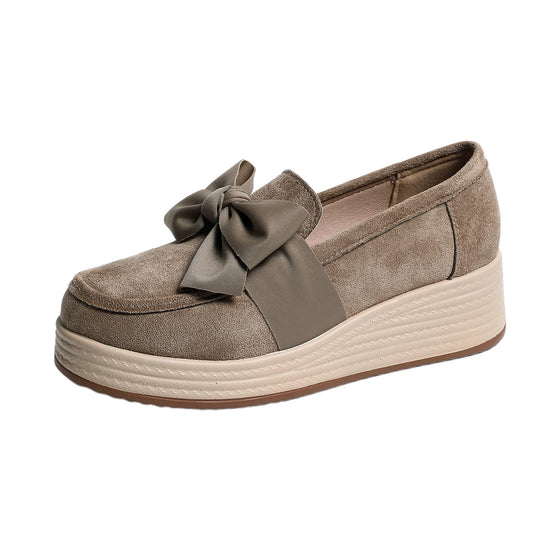 Damen Mokassin-Schuhe mit dekorativem Schleifenakzent und leichtem Wedge-Design EB