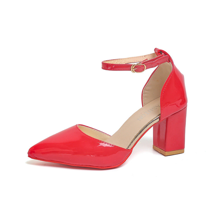 Damen elegante High-Heels mit transparentem Riemen und Blockabsatz EB