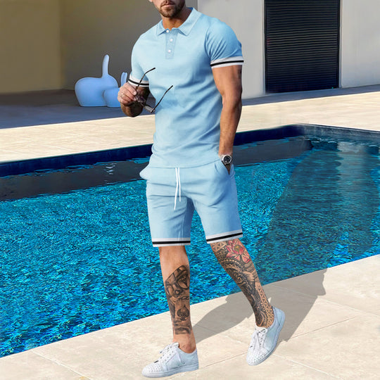 Herren Poloshirt und Shorts-Set mit sportlichen Akzenten EB