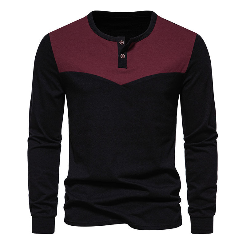 Herren Langarm-Henley-Shirt mit kontrastierenden Akzenten EB