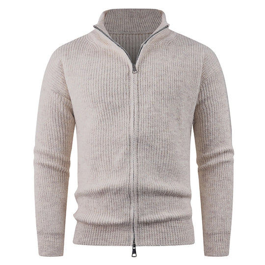 Herren Strickpullover mit modernem Reißverschluss und strukturierter Textur EB