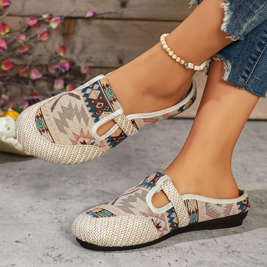 Damen komfortable und modische Clogs mit buntem Jacquard-Muster EB