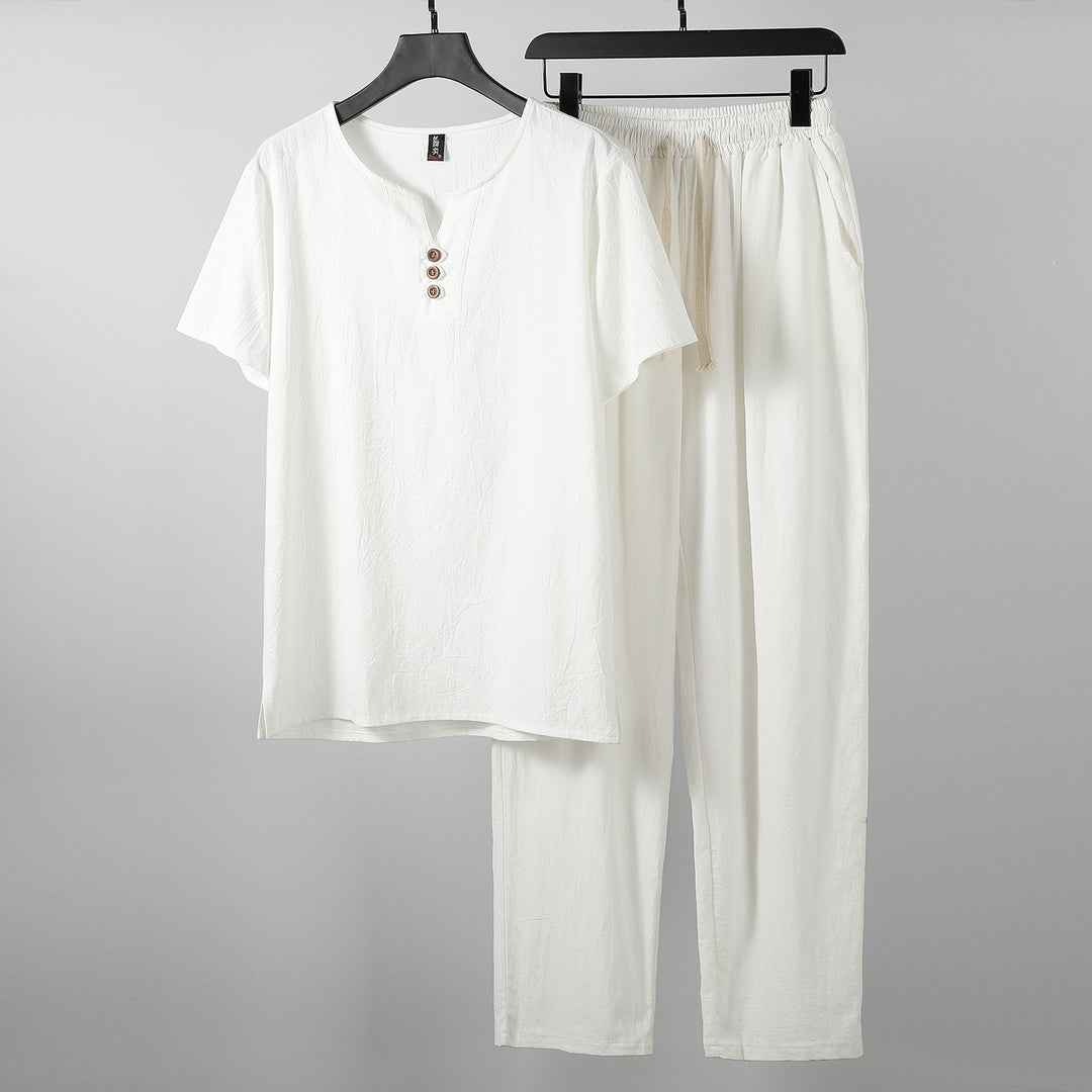 Damen lässiges Lounge-Set mit Knopfdetails und elastischem Bund EB