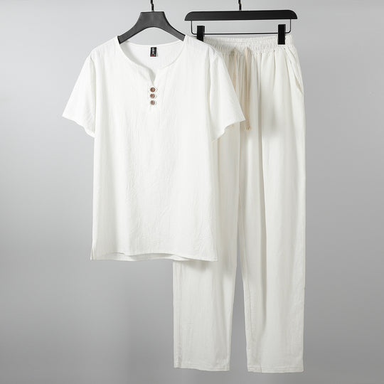 Damen lässiges Lounge-Set mit Knopfdetails und elastischem Bund EB