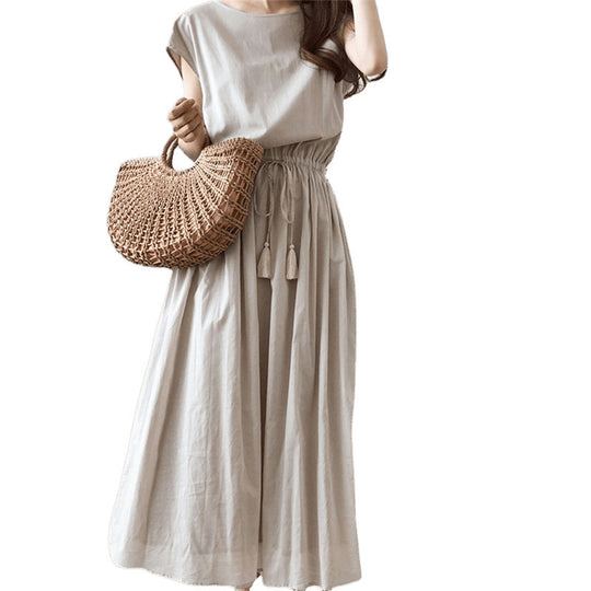 Damen Maxikleid mit tailliertem Bund EB