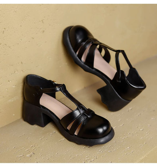 Damen Elegante und komfortable T-Strap Pumps EB