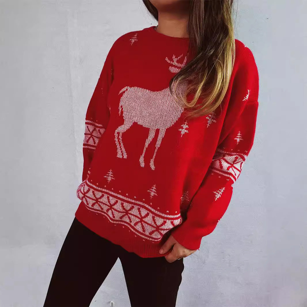 Damen Weihnachts-Pullover mit festlichem Rentier-Motiv und weichem Strick EB