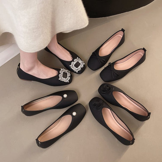 Damen modische Ballerinas mit glamourösem Schmuckdetail EB
