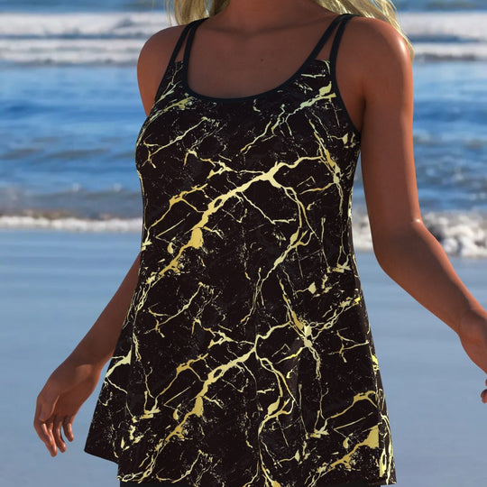 Damen Schwimmanzug mit modischem A-Linien-Schnitt und floralem Design EB