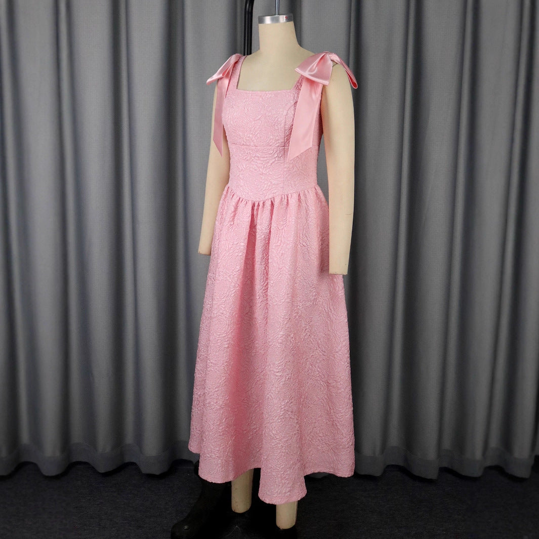 Damen Elegantes Abendkleid mit breiten Satinschleifen EB