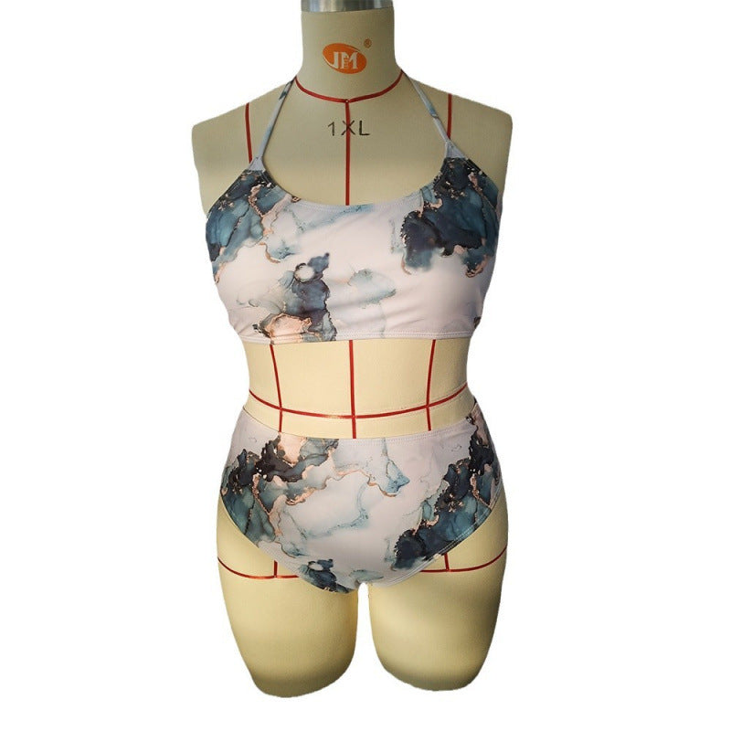 Damen Triangel-Bikini mit floralem Design und elastischem Bund EB