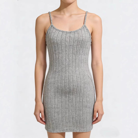 Damen Geripptes Strick-Kleid mit passendem Kurzcardigan EB
