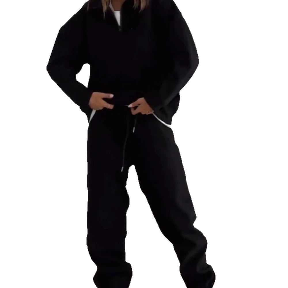 Damen nan lässige Sweatpants mit hohem Komfortbund, innen angerautem Fleece, Kordelzug und tiefen Seitentaschen EB