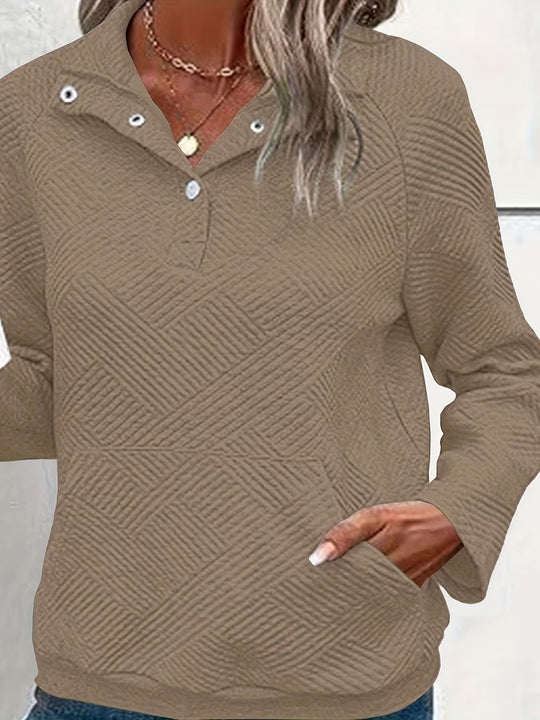 Damen Pullover mit strukturiertem Design und zwei praktischen Taschen EB