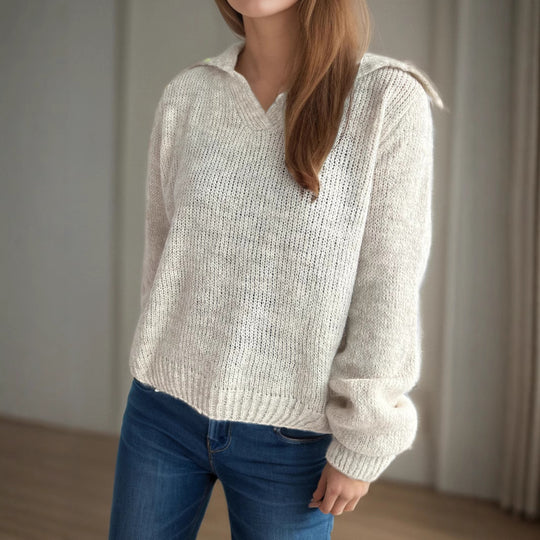 Damen lässiger Pullover mit voluminösen Ärmeln und modernem Strukturstrick EB