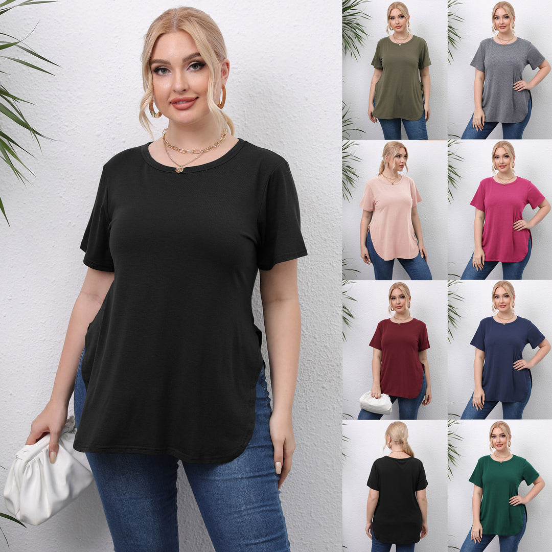 Damen lässiges T-Shirt mit seitlichen Eingrifftaschen EB