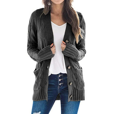 Damen Strickjacke mit Zopfmuster und praktischen Taschen EB