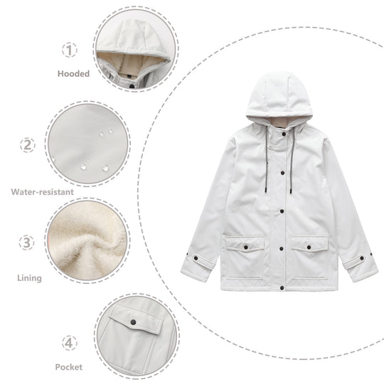 Damen wasserabweisende Outdoorjacke mit verstellbarem Kapuzenkragen EB
