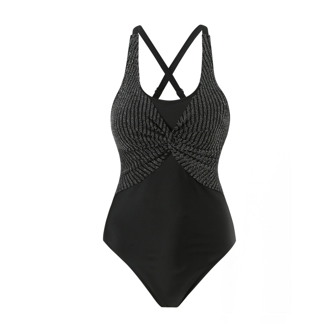 Damen Sportlicher Einteiler Badeanzug mit stilvollem Wickel-Design EB