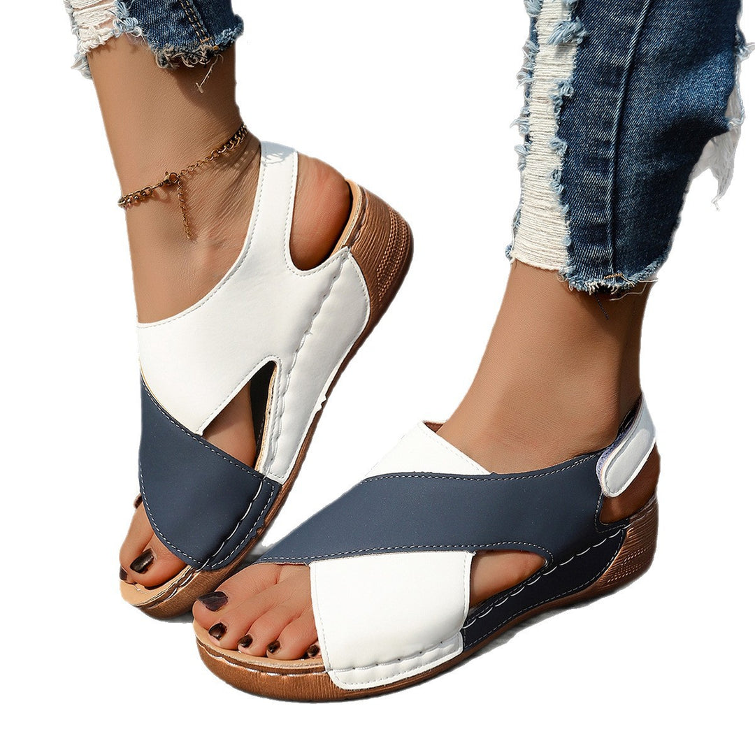 Damen Wedge-Pantoletten mit elegantem Kreuzriemen und rutschfester Sohle EB