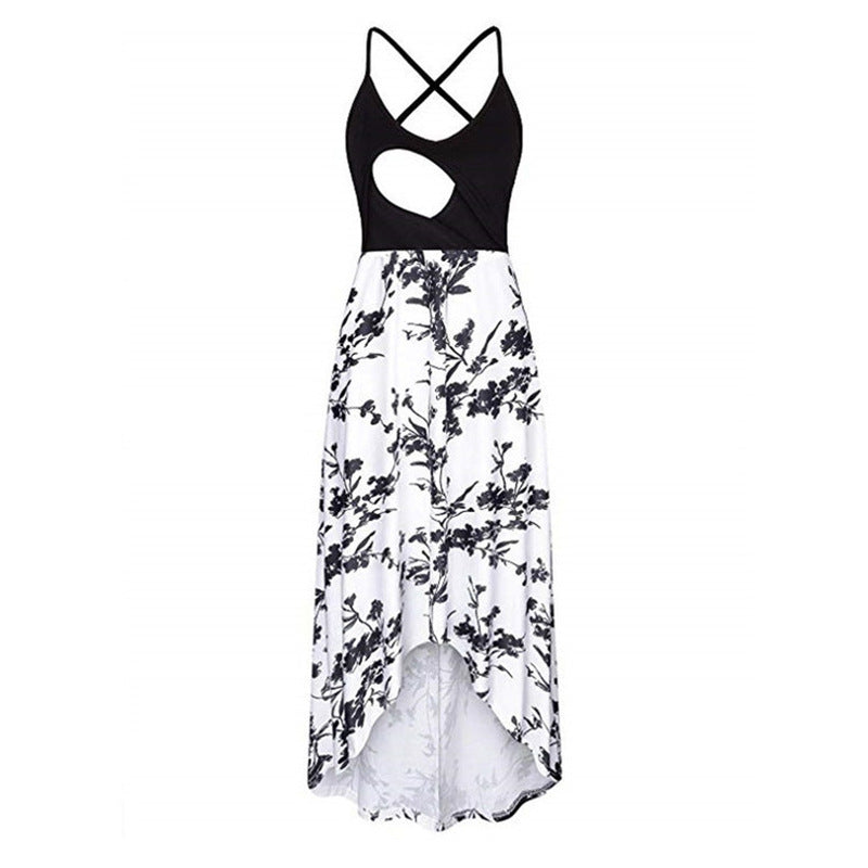 Damen Maxi-Kleid mit asymmetrischem Saum und floralem Muster EB