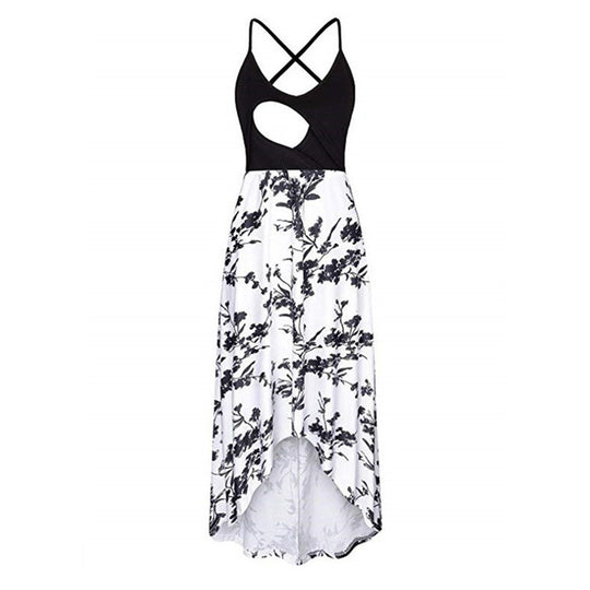 Damen Maxi-Kleid mit asymmetrischem Saum und floralem Muster EB