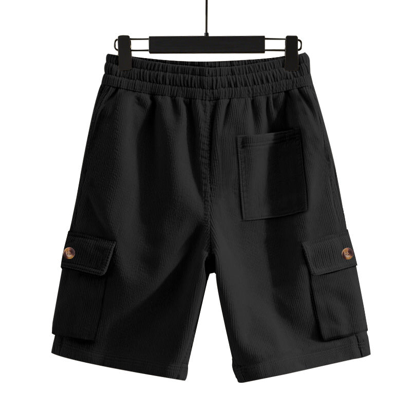 Herren nan Cord-Cargo-Shorts mit elastischem Tunnelzugbund, aufgesetzten Cargotaschen und weichem Baumwollmix EB