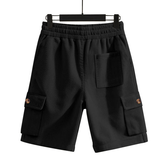 Herren nan Cord-Cargo-Shorts mit elastischem Tunnelzugbund, aufgesetzten Cargotaschen und weichem Baumwollmix EB