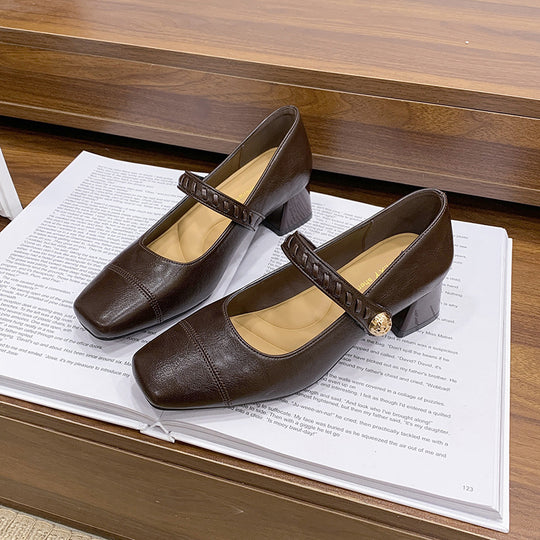 Damen elegante Sling-Pumps mit dekorativem Riemen und komfortablem Blockabsatz EB