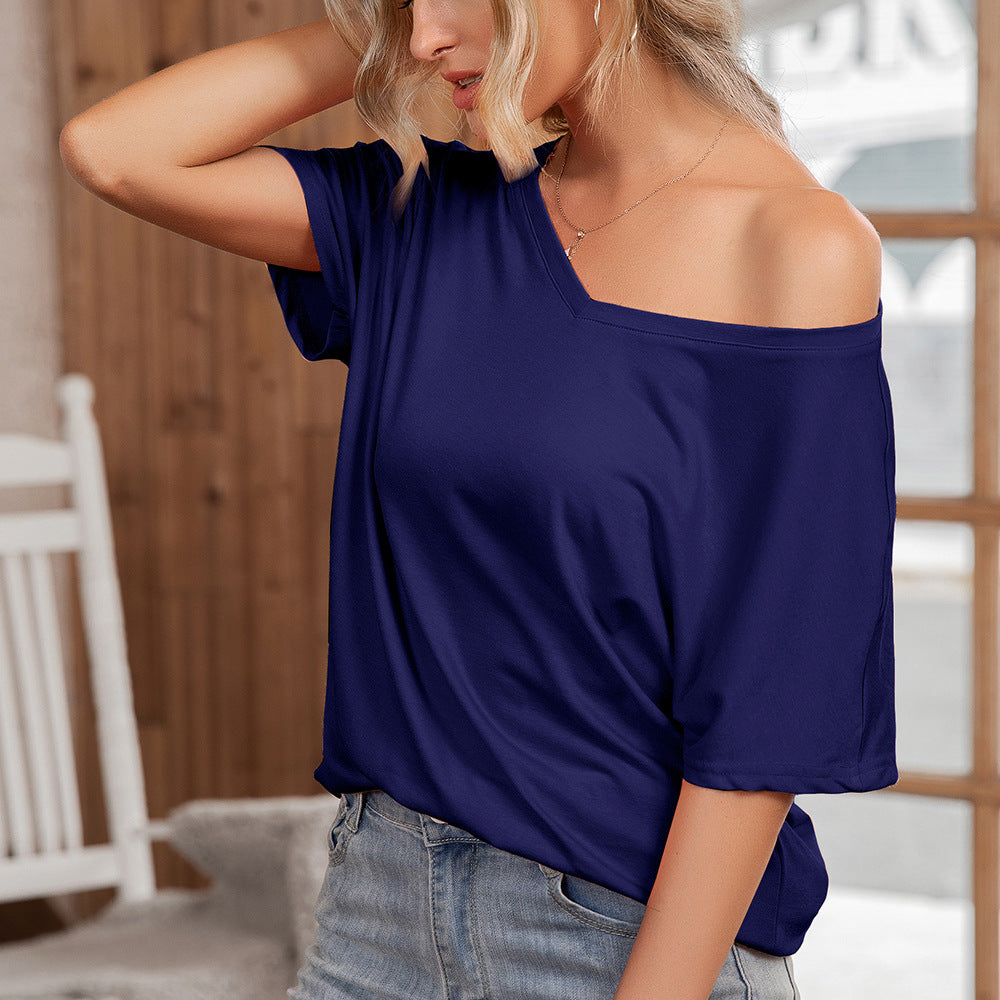 Damen asymmetrisches Oversized T-Shirt mit lässigem Schnitt EB