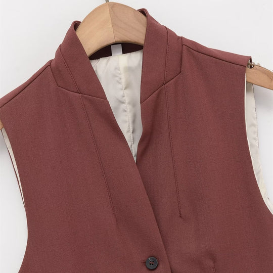 Damen ärmellose Blazerjacke mit eleganter Silhouette und feinen Details EB