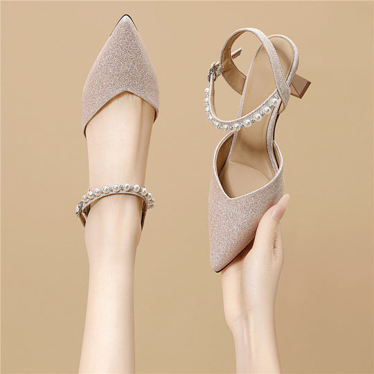 Damen Elegante und funkelnde Slingback-Pumps mit Glitzer EB
