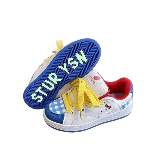 Damen Verspielte Sneakers mit einer Kombination aus Hochwertigem Obermaterial und Farbigen Akzenten EB