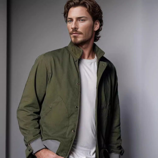 Herren lässige und bequeme Sportjacke mit hohem Kragen und praktischen Taschen EB