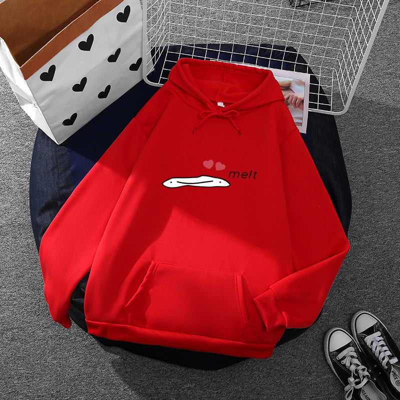 Damen nan Kapuzenpullover mit minimalistischer Grafik, lockerer Oversize-Passform und Kängurutasche EB