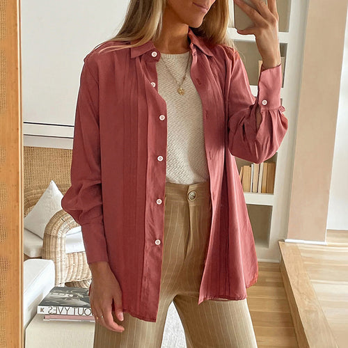 Damen Bluse mit eleganter Faltenstruktur und halbhohem Kragen EB