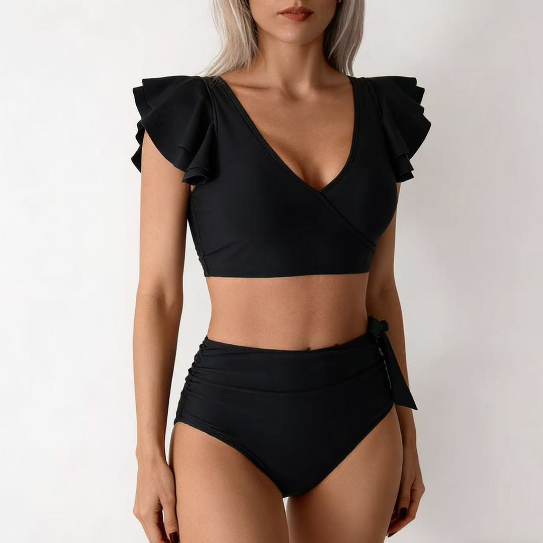 Damen Hochtailliertes Bikini-Set mit Rüschendetails EB