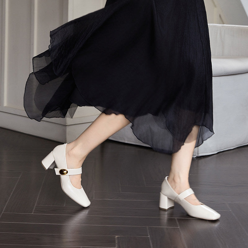 Damen Elegante Ankle-Pumps mit modischem Riemen und komfortablem Blockabsatz EB