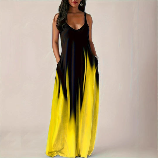 Damen Maxikleid mit elegantem Schnitt und seitlichen Taschen EB