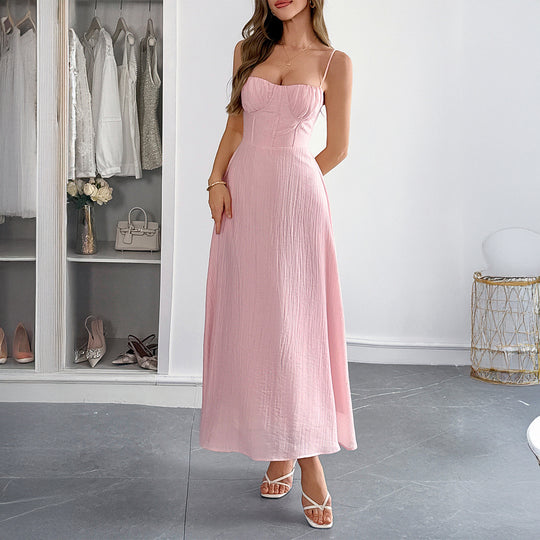 Damen Sommerliches Maxikleid mit verstellbaren Trägern und taillierter Passform EB