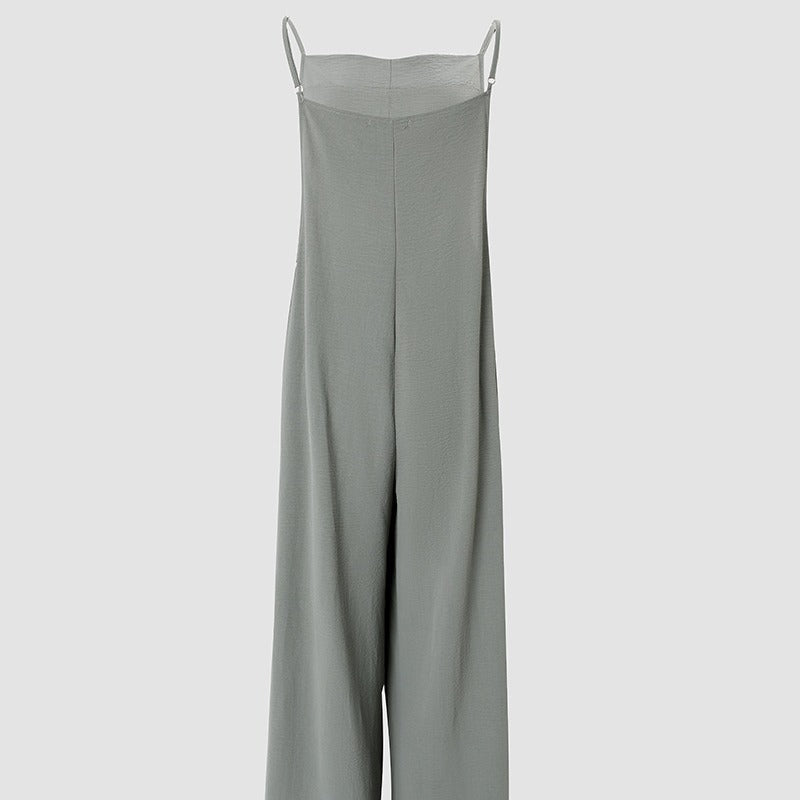 Damen Lässiger Jumpsuit mit weitem Bein und praktischen Taschen EB