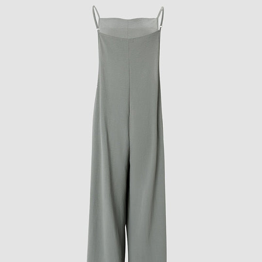 Damen Lässiger Jumpsuit mit weitem Bein und praktischen Taschen EB