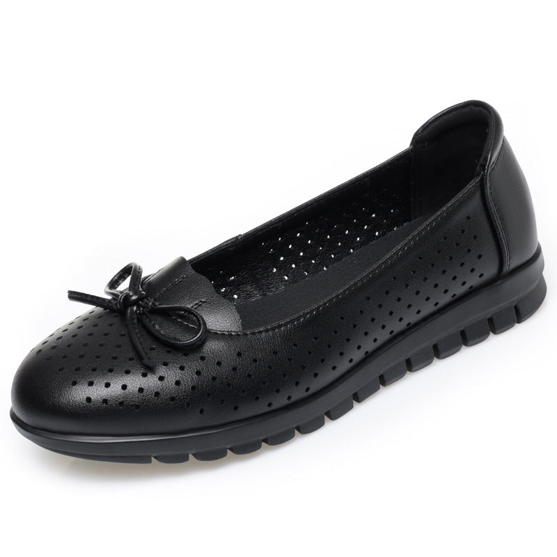 Damen Atmungsaktive Mokassins mit dekorativem Lochdesign und bequemer Sohle EB