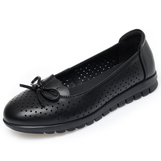 Damen Atmungsaktive Mokassins mit dekorativem Lochdesign und bequemer Sohle EB