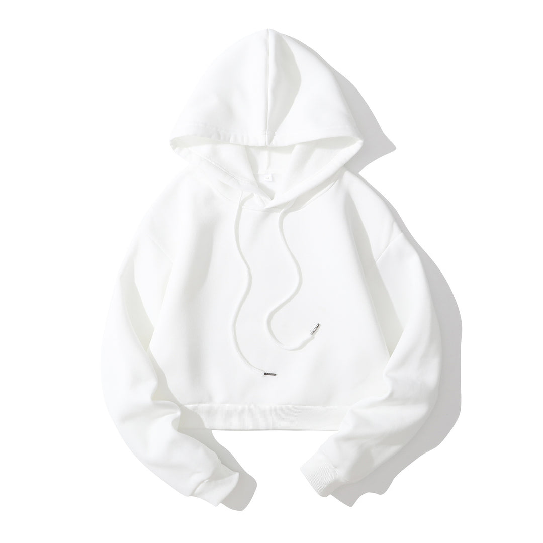 Damen nan cropped Kapuzenpullover mit weichem Fleece‑Innenfutter und elastischem Rippbund EB